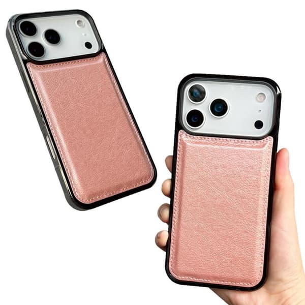 iPhone 18 Pro Max / iPhone 17 Pro Max Skal - äkta läder med textur Roséguld
