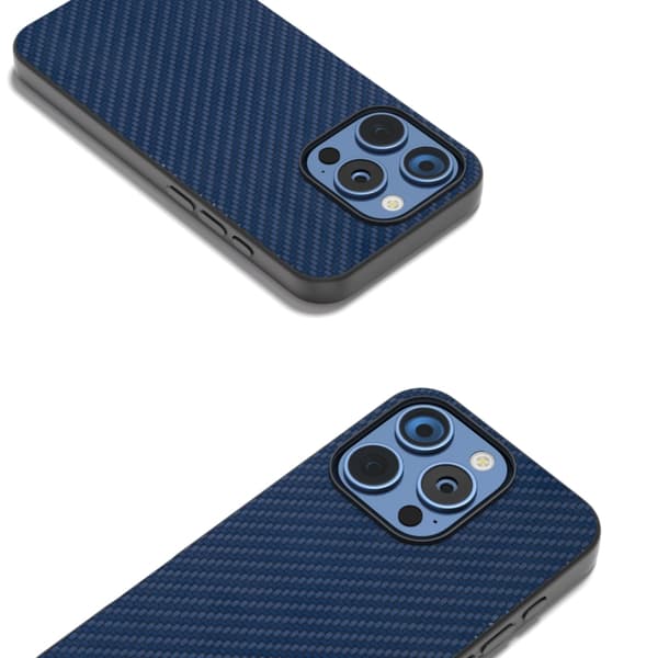 iPhone 16 Pro Skal med Kolfibertextur - Skyddande Mobilskal Mörkblå
