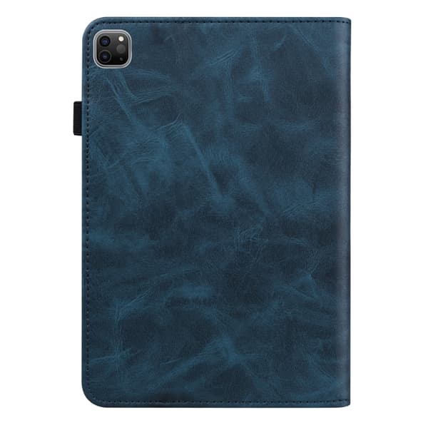 iPad Pro 12.9 2022/2021/2020/2018 Skal - Solid Color Embossed Randigt Läderfodral Blå