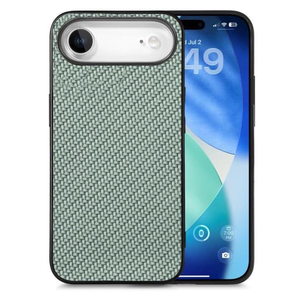iPhone 17 Air Skal - Kolfibertextur och Läder Grön