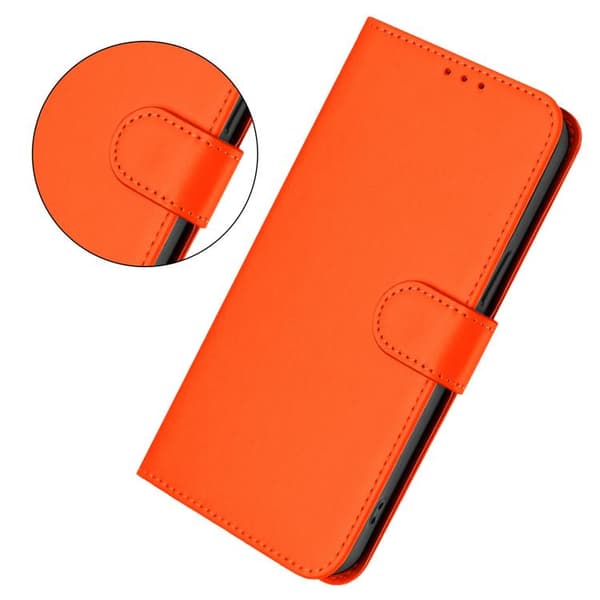 iPhone 17 Air Skal läderfodral med lanyard - solid färg Orange