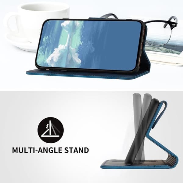 iPhone 18 Pro Max / iPhone 17 Pro Max Skal Läderfodral med Linjemönster Kunglig blå
