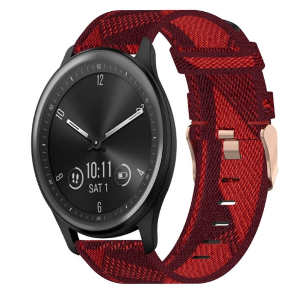 För Garmin Vivomove Sport 20mm Nylon Woven Watch Band Red