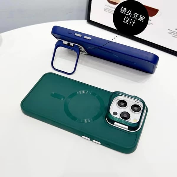 iPhone 16 Pro CD-textur Frosted MagSafe Linshållare Skal Röd