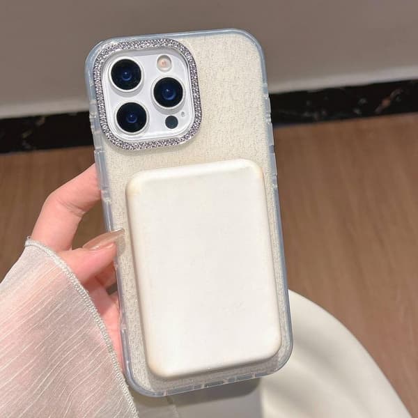 iPhone 17 Pro Max Skal med Gradient Glitter och Diamanter MagSafe Ljusrosa