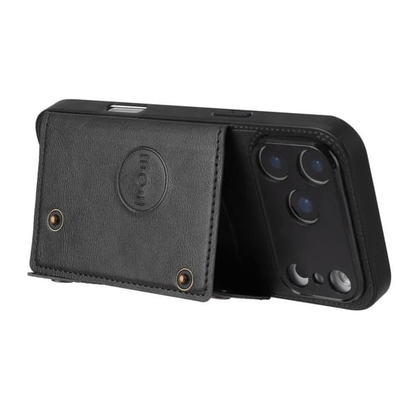 iPhone 18 Pro / iPhone 17 Pro Skal med Dubbel Spänne och Kortfack Svart