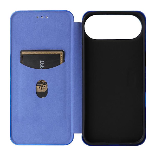 iPhone 17 Air Skal läderfodral - kolfibertextur Blå