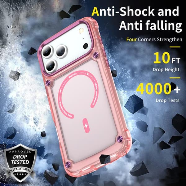 iPhone 18 Pro Max / iPhone 17 Pro Max Skal - TPU + PC med MagSafe Magnetisk Transparent rosa