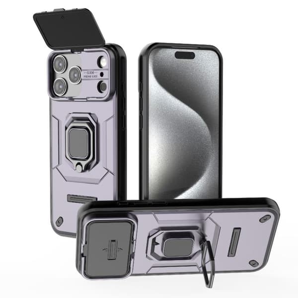 iPhone 18 Pro Max / iPhone 17 Pro Max Skal med Sliding Camshield TPU + PC Stötsäker med Hållare Purpur