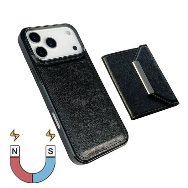 iPhone 18 Pro Max / iPhone 17 Pro Max Skal med Solid Färg och Metallspänne för Kortfack Svart