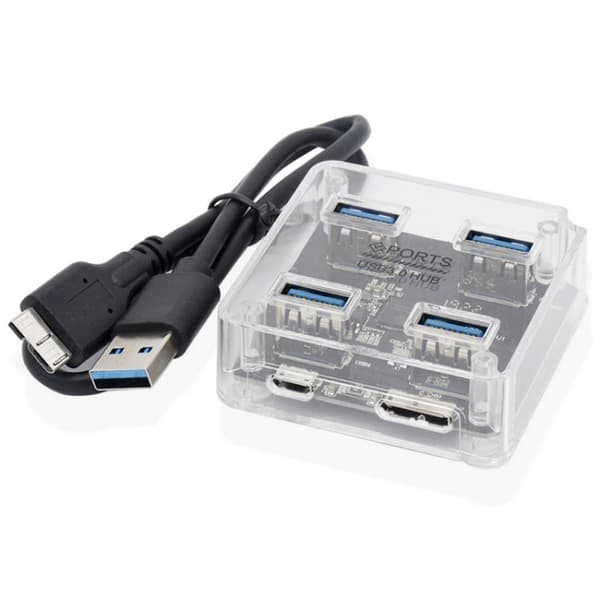 USB3.0 4-i-1 Multifunktionell Transparent Hub för Skrivbord - Kompakt och Lätt, 5Gbps Överföringshastighet