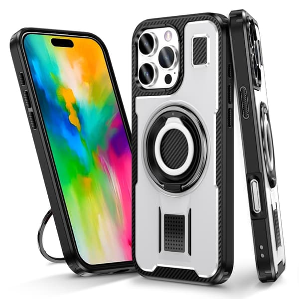 iPhone 16 Pro Skal Kolfiber - Hybrid PC TPU Telefonfodral Vit