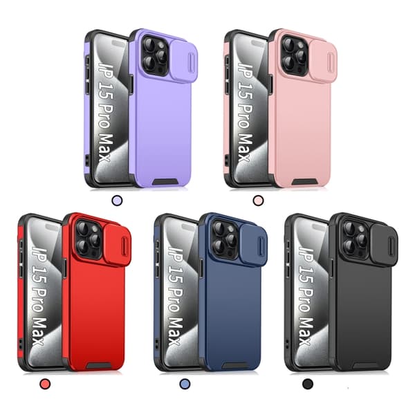 iPhone 16 Pro Skal med Sliding Camshield TPU + PC - Skyddande Mobilskal Purpur