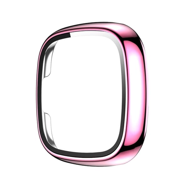 För Fitbit Versa 3 / Fitbit Sense elektropläterad PC + watch i case glas Pink