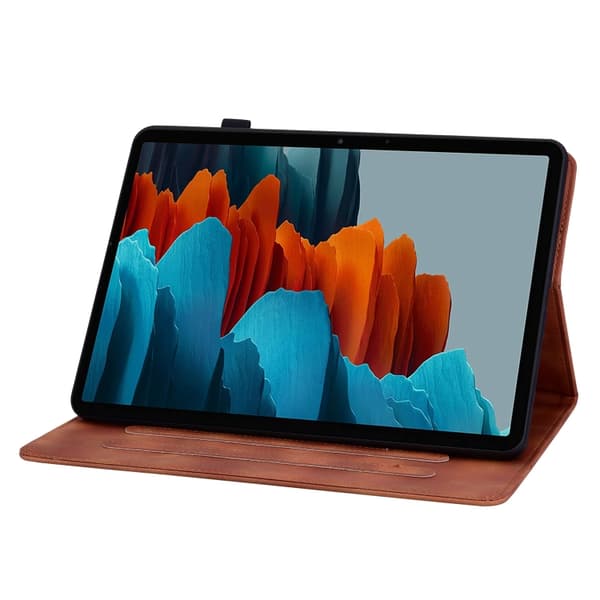 Samsung Galaxy Tab S7 FE/S8+/S7+ Lily Prägad Läderfodral Brun