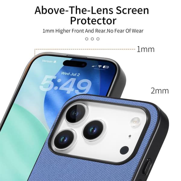iPhone 18 Pro Max / iPhone 17 Pro Max Twill Fabric Läder Skal Blå