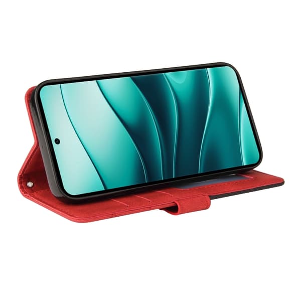 Redmi Note 14 Pro / 14 Pro+ 5G - Flip-läderfodral med tvåfärgad splicing Röd