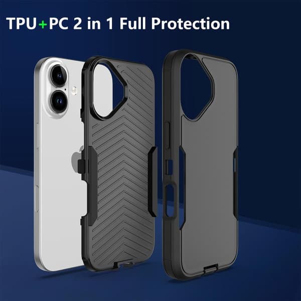 iPhone 17 2-i-1 PC Hybrid TPU Skal Grå + Fluorescerande grön