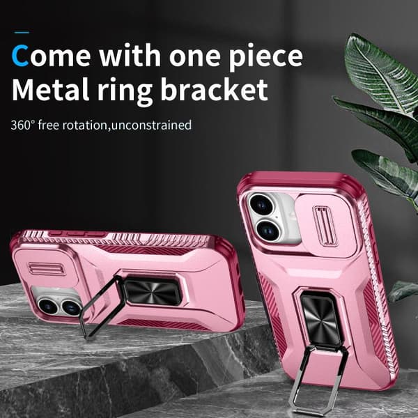 iPhone 17 Skal med Sliding Camshield Holder Rosa + Rosröd