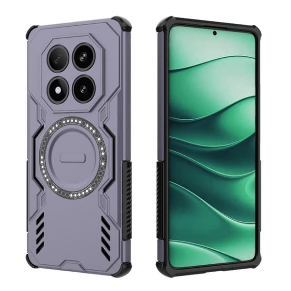 Redmi Note 14 Pro 5G - Butterfly Armor MagSafe Magnetisk Ring Stötsäker Mobilskal Purpur