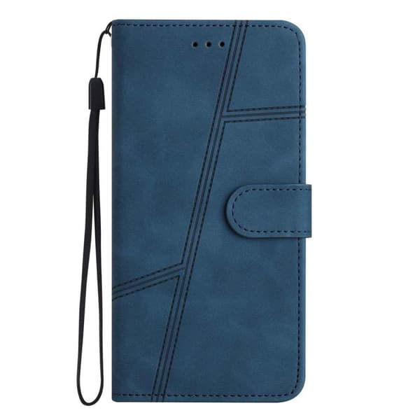 iPhone 18 Pro Max / iPhone 17 Pro Max Skal läderfodral med skin-feel sömnad Blå
