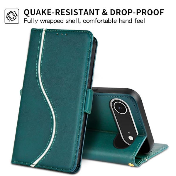 iPhone 17 Air Skal läderfodral med sidobuckle S-kurva Grön