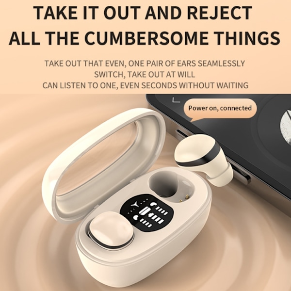 Mini TWS Bluetooth-hörlurar med rektangulär fack, brusreducering, lång batteritid, trådlösa musikhörlurar Hudfärg