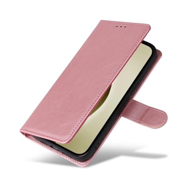 iPhone 16 Pro Max Multifunktionellt Fodral med 3 Kortfack - Läder Skal Roséguld