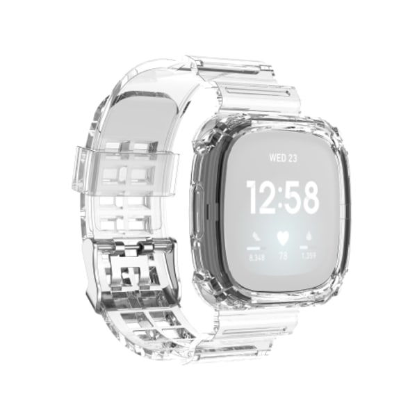 För Fitbit Versa 3 / Fitbit Sense Transparent TPU- watch i ett stycke White