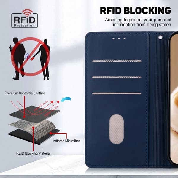 för Pixel 9a Fodral i RFID-läder med söta katter Blå