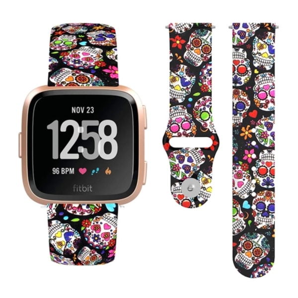För Fitbit Versa 2 / Lite 22 mm omvänt spänne printed watch Color Skull