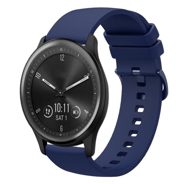 För Garmin Vivomove Sport 20mm Solid Color Soft Silicone Watch Band Navy Blue