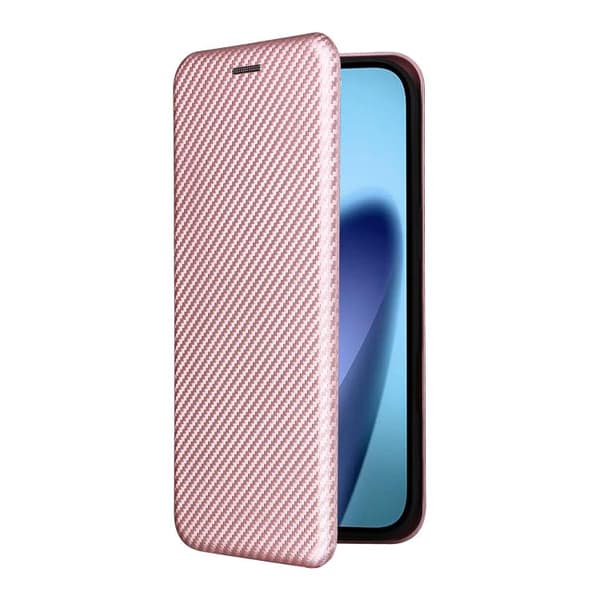 iPhone 17 Air Skal läderfodral - kolfibertextur Rosa
