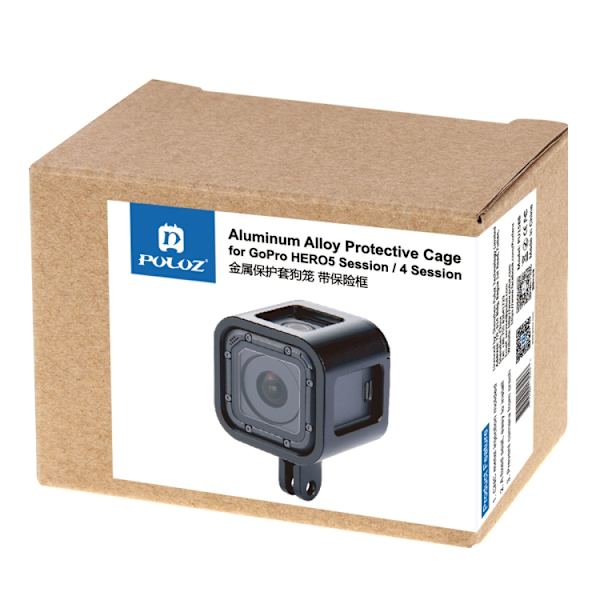Skyddande hölje i CNC-aluminiumlegering med försäkringsram för GoPro HERO5 Session /HERO4 Session /HERO Session Svart