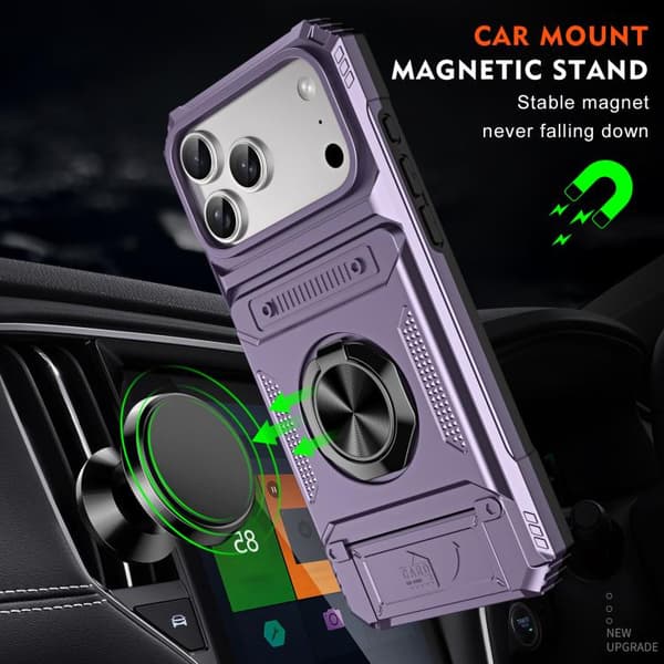 iPhone 18 Pro Max / iPhone 17 Pro Max Skal TPU+PC Stötsäker med Metallringhållare Purpur