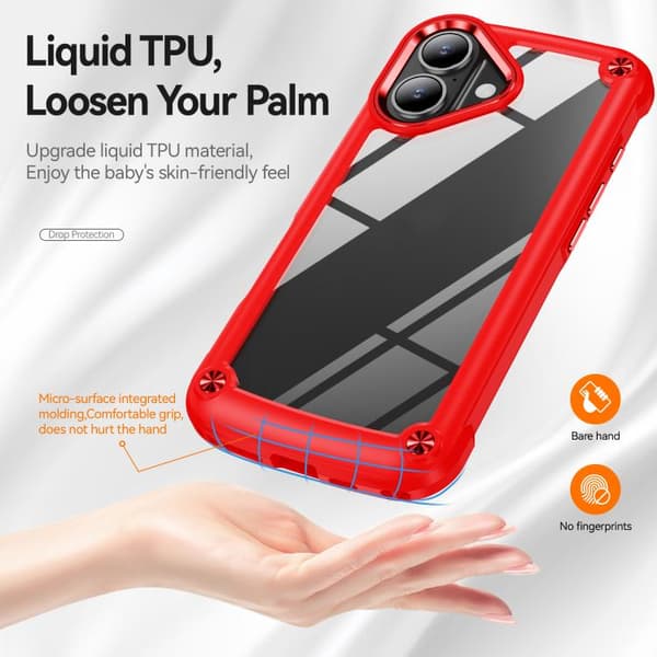iPhone 17 Skal med TPU + PC Linsskydd Röd