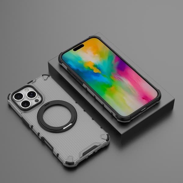 iPhone 16 Pro 360 Grader Rotationshållare Stötsäker Skal Svart