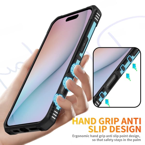iPhone 16 Pro Max Ring Holder Skal - Elegant och Praktisk Skydd för Din Telefon Ljusblå