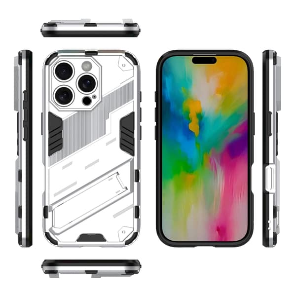 iPhone 16 Pro Punk Armor 2 1 PC + TPU Skal med Hållare Vit
