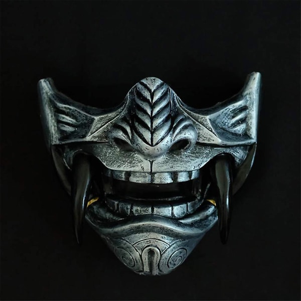Demon Cosplay Half Face Maskr Halloween Carnival Party Skrämmande Face Cove Fancy Dress Up Kostymrekvisita
