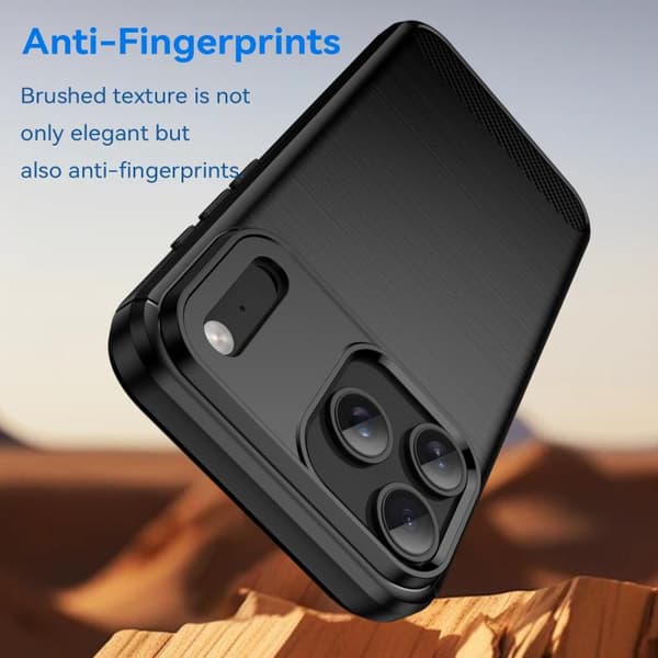 iPhone 18 Pro / iPhone 17 Pro Skal - Borstad Textur av Kolfiber TPU Svart