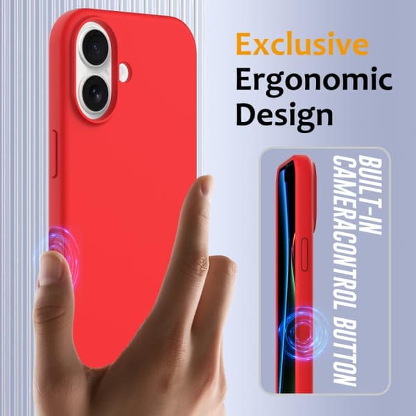 iPhone 17 Shockproof Silikon Skal med MagSafe Röd