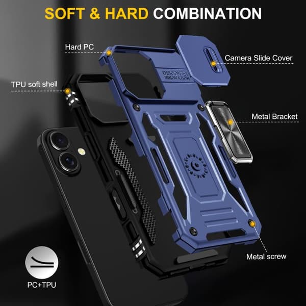 iPhone 17 Skal med Armor PC + TPU Kameraskydd Marinblå