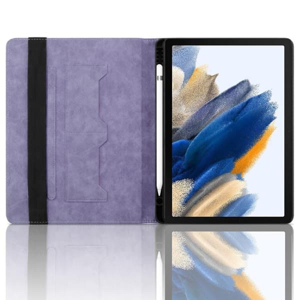Samsung Galaxy Tab A9 / A11 Rhombus Prägad Läderfodral Lila