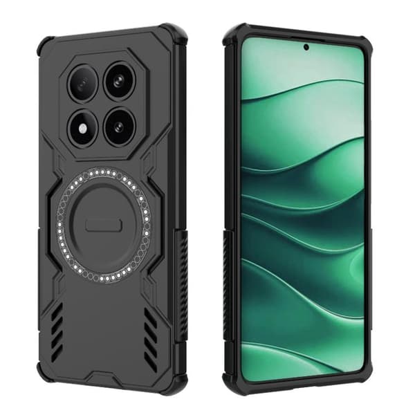 Redmi Note 14 Pro 5G - Butterfly Armor MagSafe Magnetisk Ring Stötsäker Mobilskal Svart