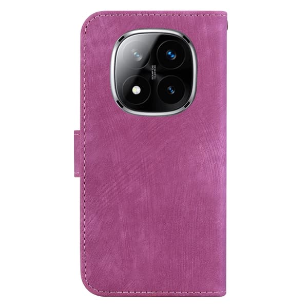 Redmi Note 14 Pro / Note 14 Pro+ 5G - Litet Tiger Prägad Läder fodral Rosröd