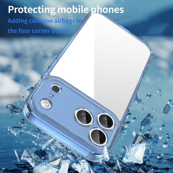 iPhone 18 Pro Max / iPhone 17 Pro Max Skal - Hybrid TPU med Airbag och Stötskydd Transparent blå