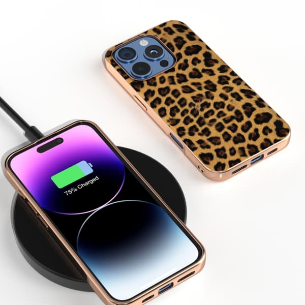 iPhone 16 Pro Leopard Print Nano Plating Skal Brun