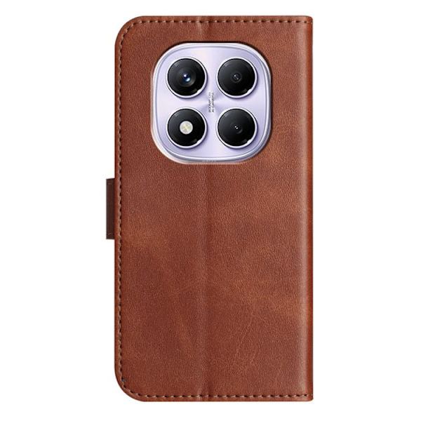 Redmi Note 14 Pro 4G - Dubbelvikts S-formad Läderfodral Kaffe