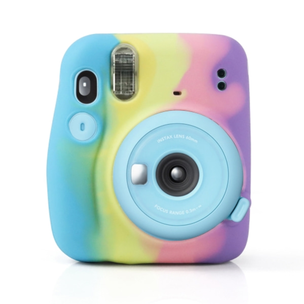 Regnbåge Mjukt Silikon Skyddande Fodral för Fujifilm Instax mini 11 Mörkblå